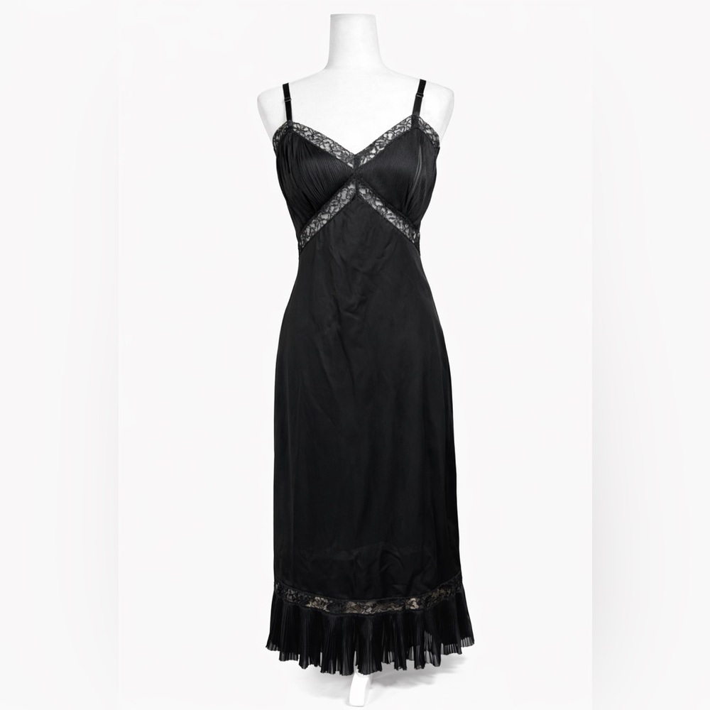 Authentic Old-Hollywood Black Lace Slip Dress (c. 1950s)